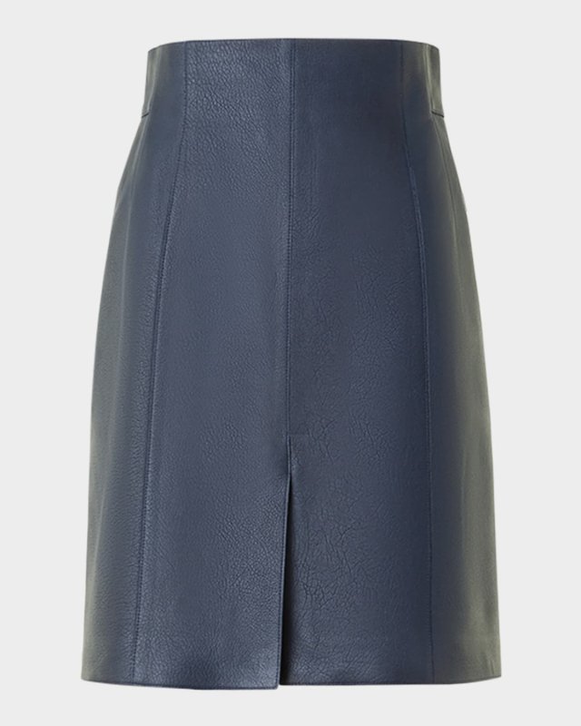 Lamb Nappa Leather A-Line Skirt